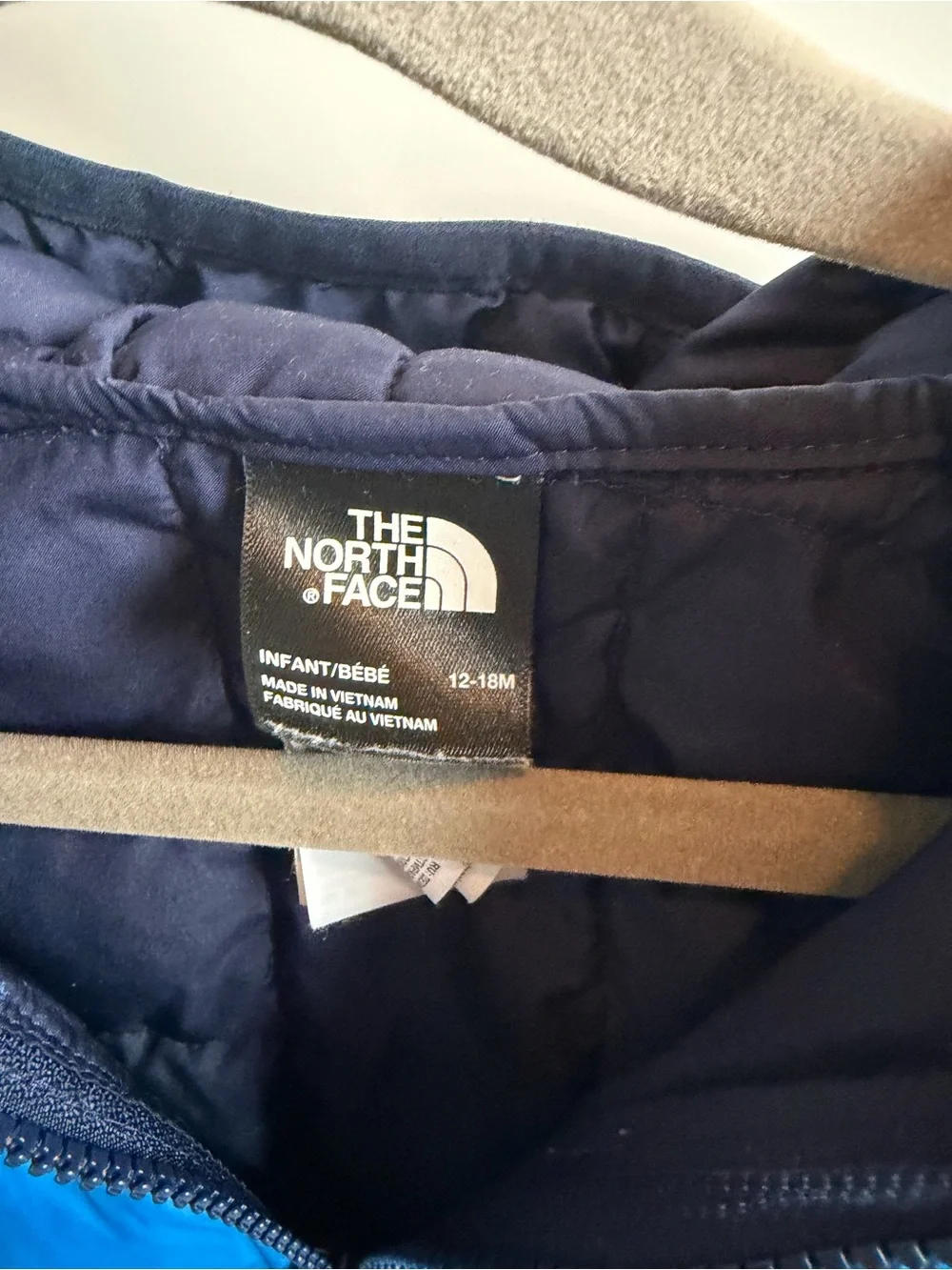 The North Face Navy and Bright Blue Infant Puffer Jacket